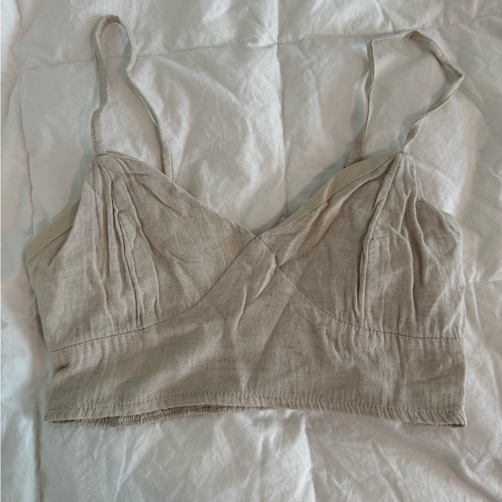 Women's Beige Adjustable Cropped Tank
